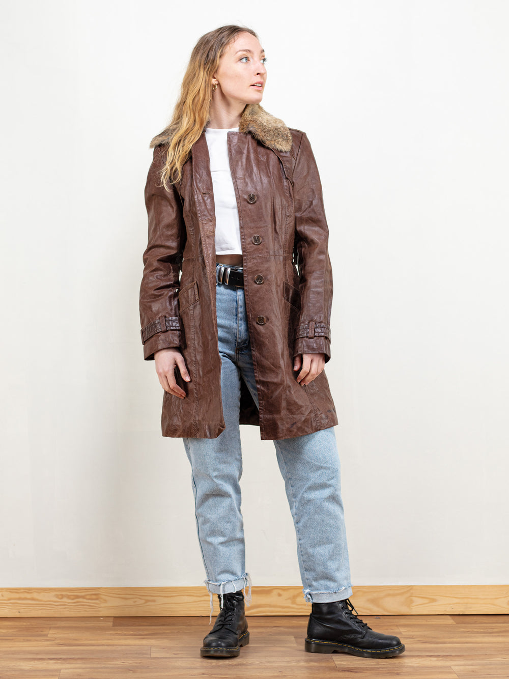 Vintage 80's Women Brown Leather Coat - NorthernGrip