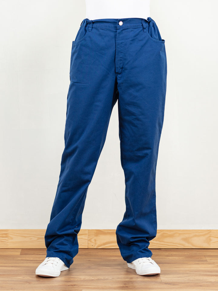 Women Work Pants vintage 90s workwear blue cargo chino pants straight painter pants high rise utility pants vintage clothing size medium