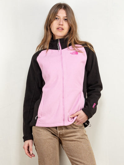 North Face Fleece Jacket 00's vintage women pink black zip up fleece jacket gorpcore women's streetwear outdoors fleece size medium M