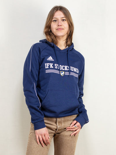 IFK Stocksund Hoodie 00's vintage sports team sweatshirt blue adidas pullover sports sweatshirt retro women sportswear size medium M