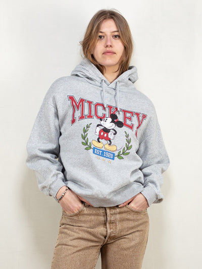 Mickey Mouse Hoodie 00's vintage gray pullover sweatshirt custom disney hoodie mom sweater disneyland womens sportswear size large L