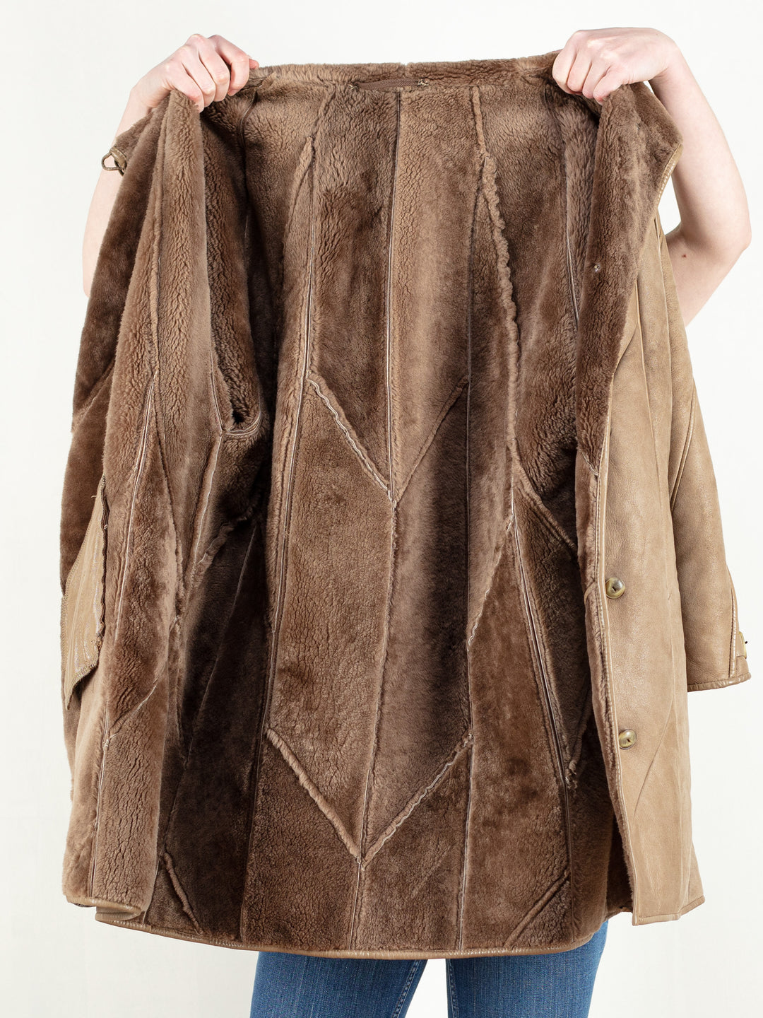 Women Sheepskin Winter Coat vintage 70s suede coat shearling long coat women brown outerwear women 70s coat vintage clothing size xl
