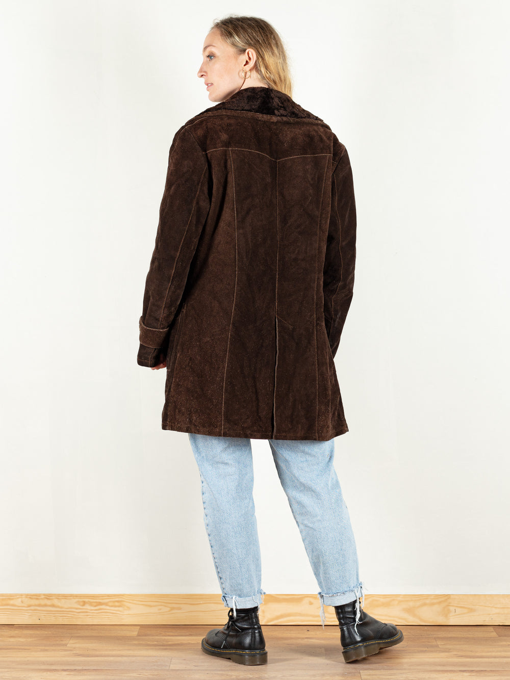 Vintage 70's Brown Sherpa Suede Coat Women - NorthernGrip