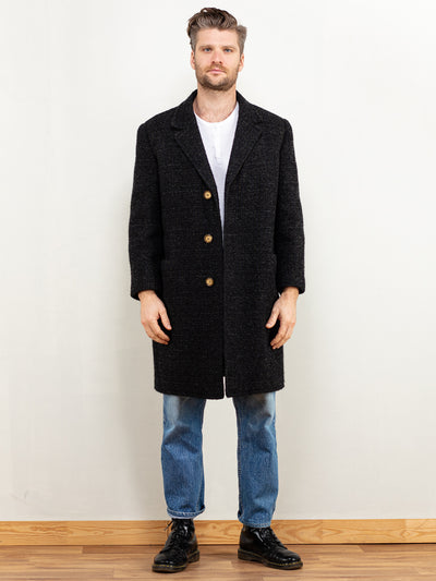 Men Grey Wool Coat 70s wool overcoat classy vintage men retro 70s clothing classic men minimalistic style outerwear size large