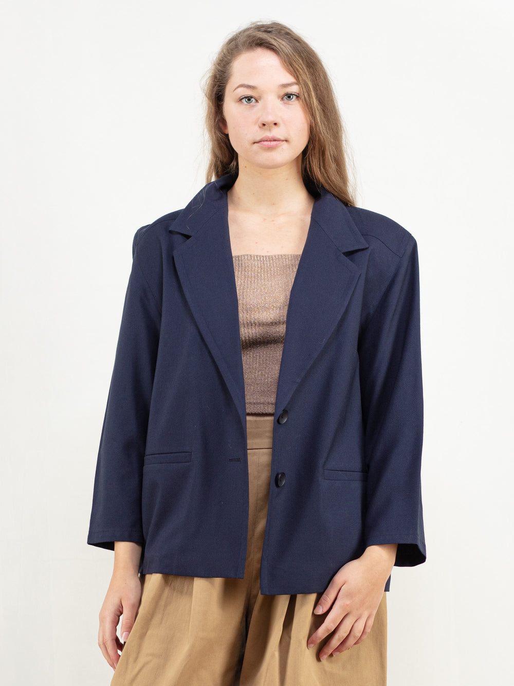 Vintage 90's Women Blue Wool Blazer - NorthernGrip