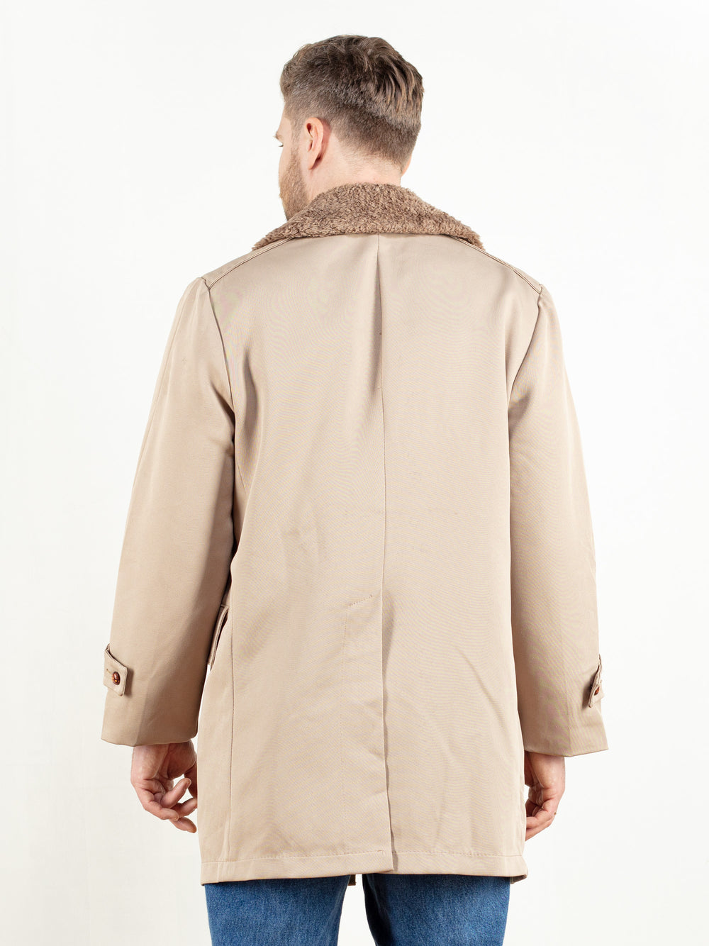 Vintage 80's Casual Mens Beige Coat - NorthernGrip