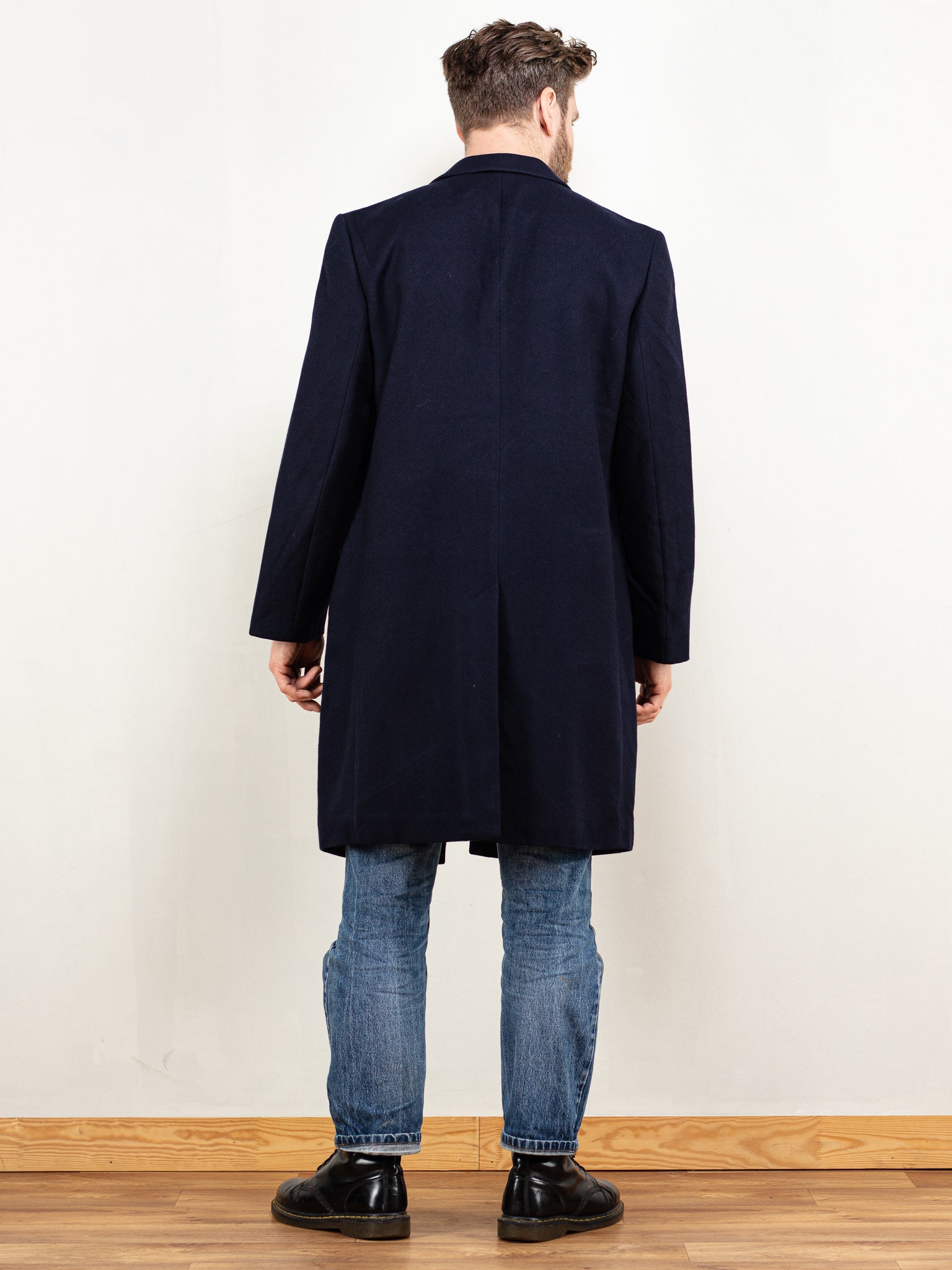 Navy blue overcoat mens top