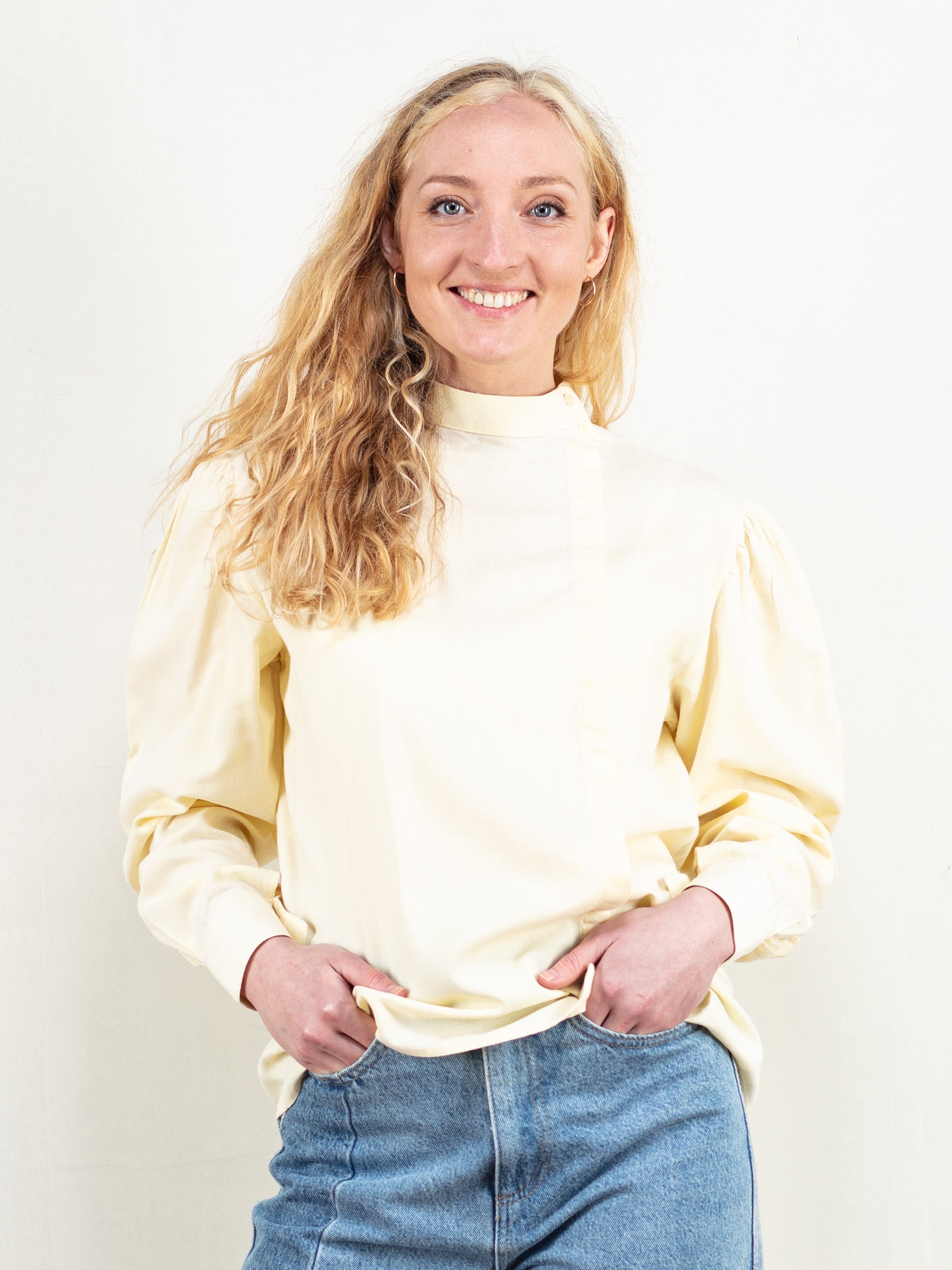 pastel yellow blouse