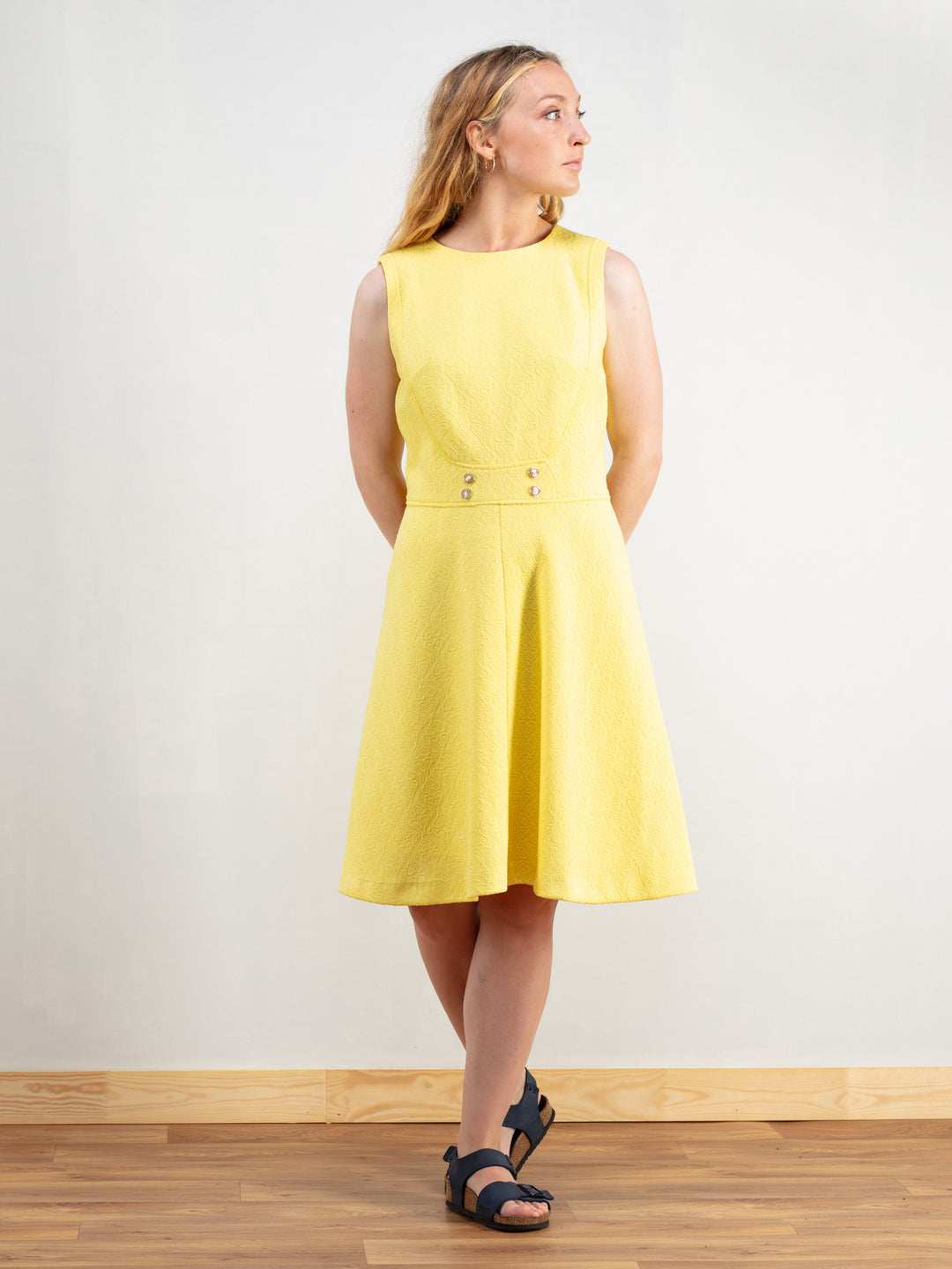 Vintage 70's Women Yellow Mod Dress