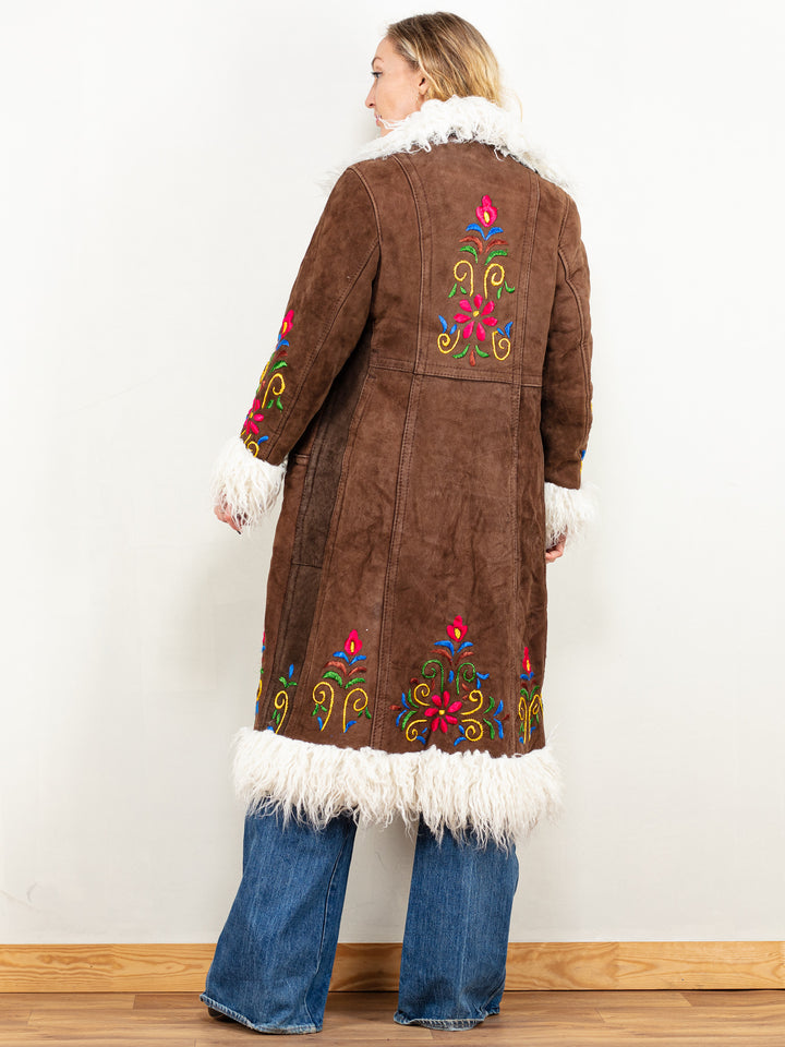Women Vintage Style Afghan Penny Lane Coat in Brown - NorthernGrip