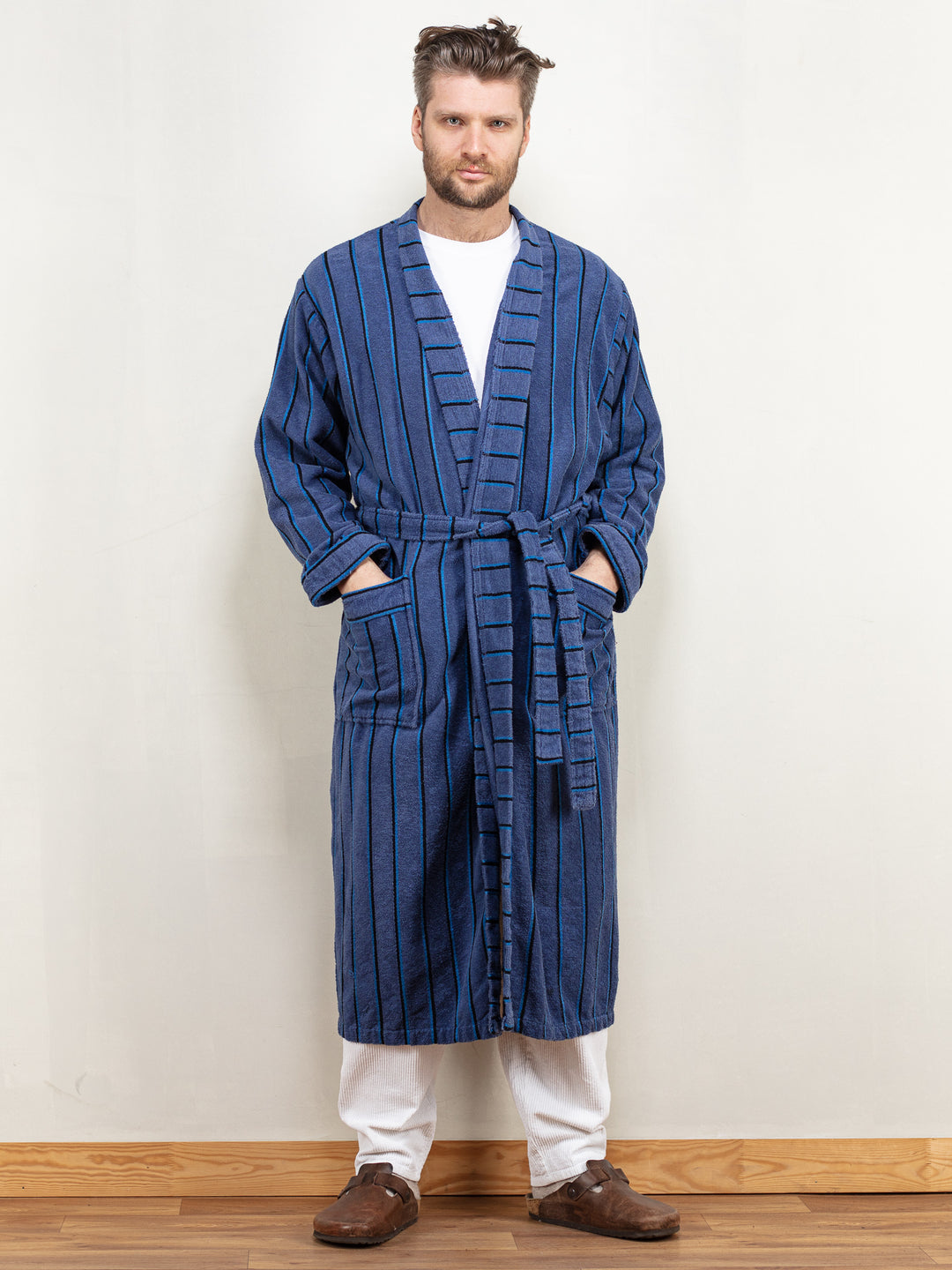 Vintage 00's Men Terry Bathrobe in Blue Vintage 00's Men Terry Bathrobe in Blue