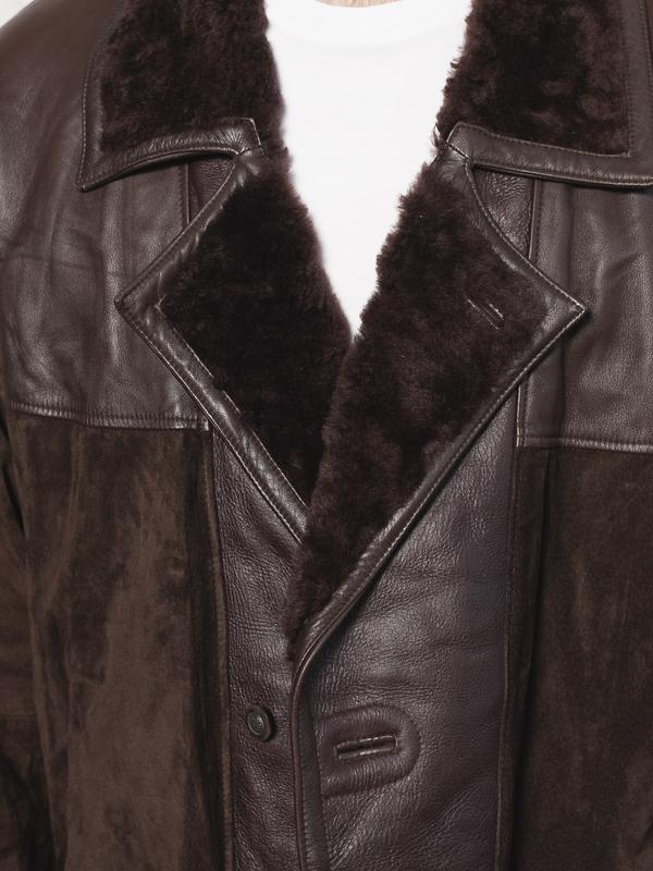 Men Suede Coat Vintage 80s Winter Coat Brown Men Coat Winter Long Coat Outerwear size Extra Large XL