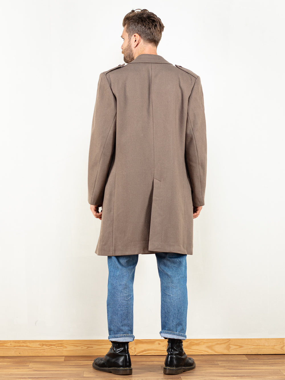 Vintage 70's Men Wool Blend Coat in Beige - NorthernGrip