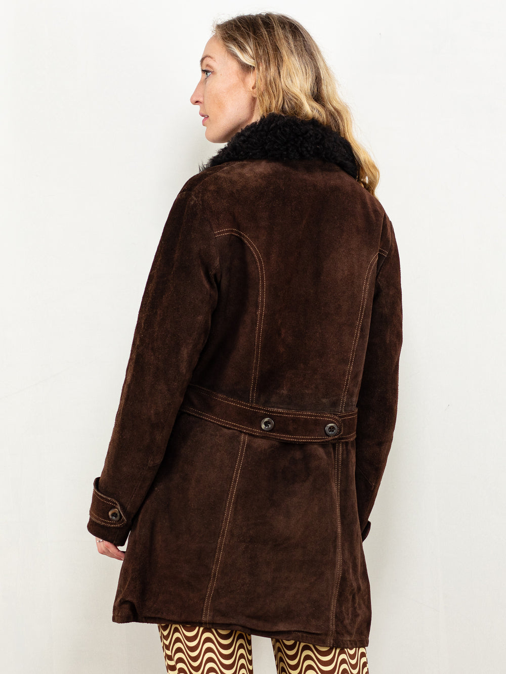 Vintage 70's Women Penny Lane Suede Coat in Brown - NorthernGrip