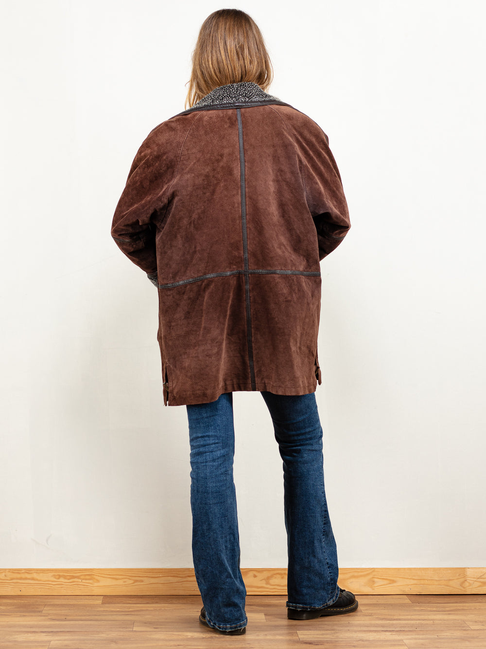 Vintage 90's Women Suede Raglan Sleeve Coat in Brown - NorthernGrip