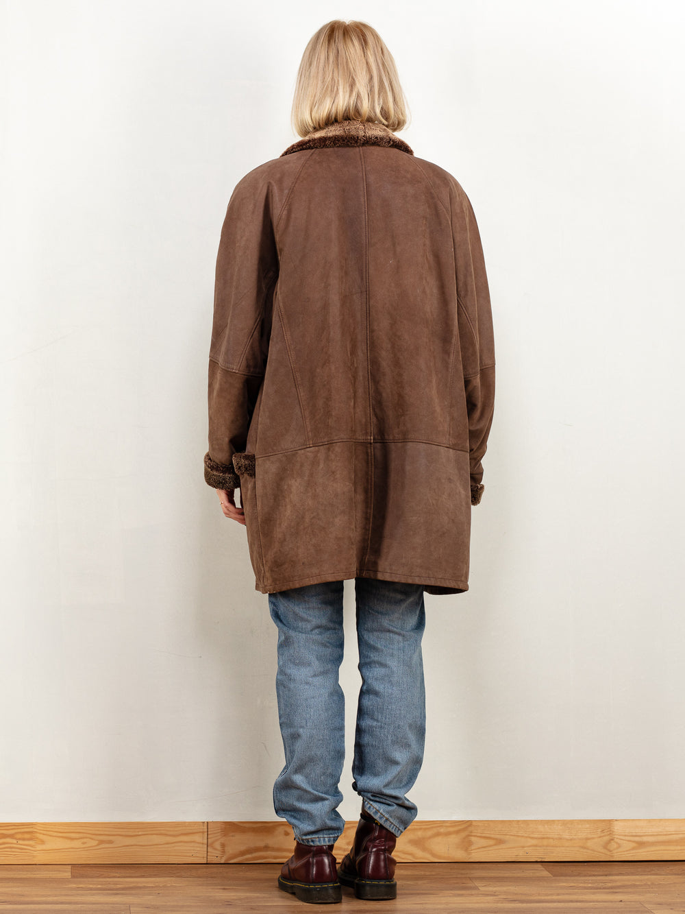 Vintage 90's Women Suede Coat In Brown - NorthernGrip