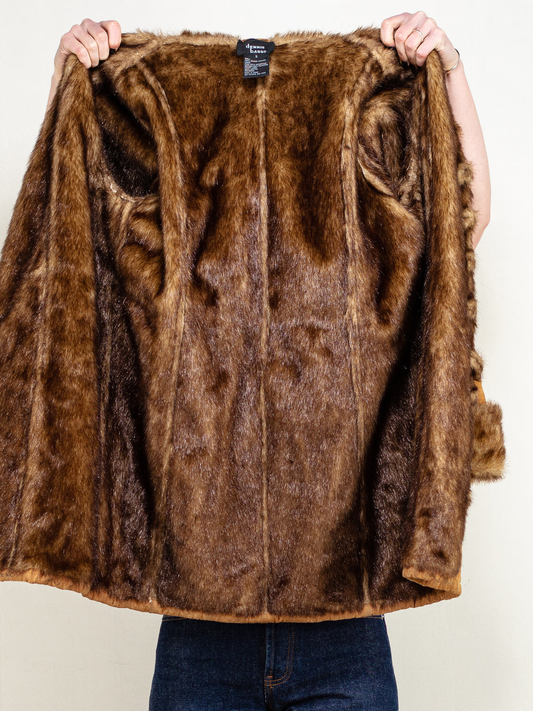 DENNIS BASSO Coat vintage 90's designer suede leather sherpa lined coat hooded faux shearling coat women designer high fashion size large