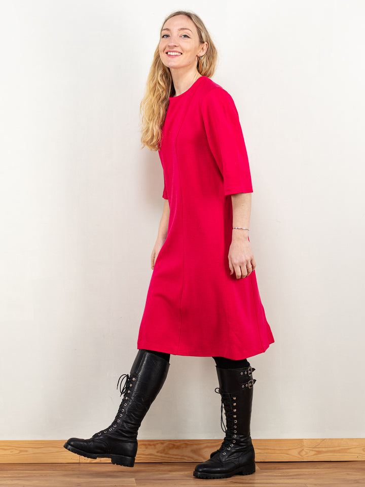 60's Shift Dress vintage mod dress hot pink magenta wool blend jersey flare collage retro throwback twiggy eddie sedgwick dress size small