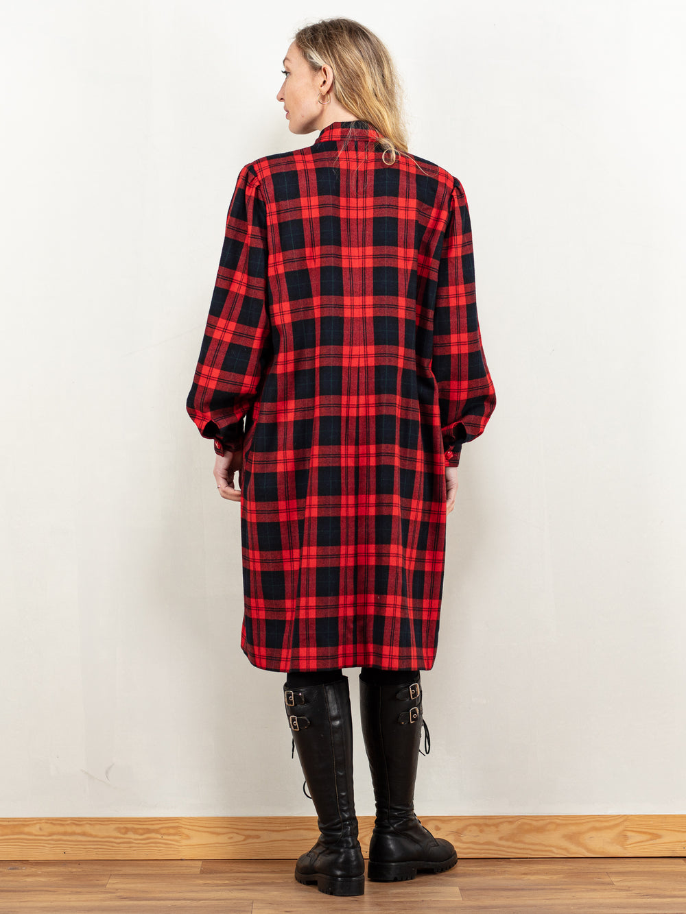Vintage 80's Women Handmade Plaid Blazer Dress - NorthernGrip