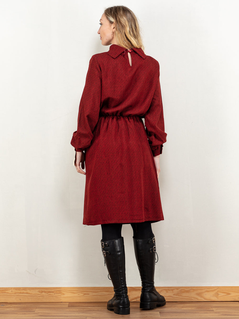 Vintage 80's Women Dress in Black and Red - NorthernGrip