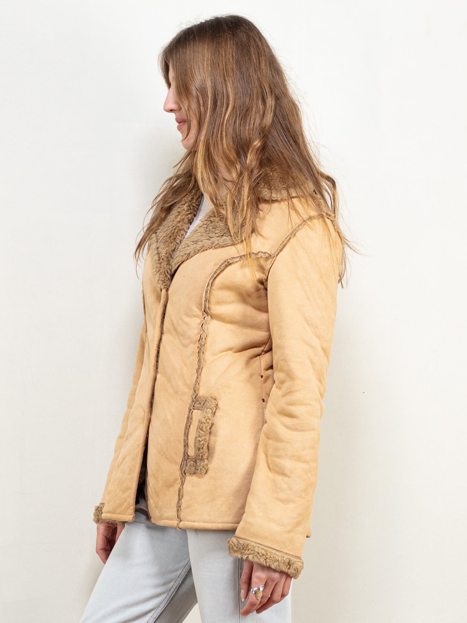 Beige faux suede jacket on sale