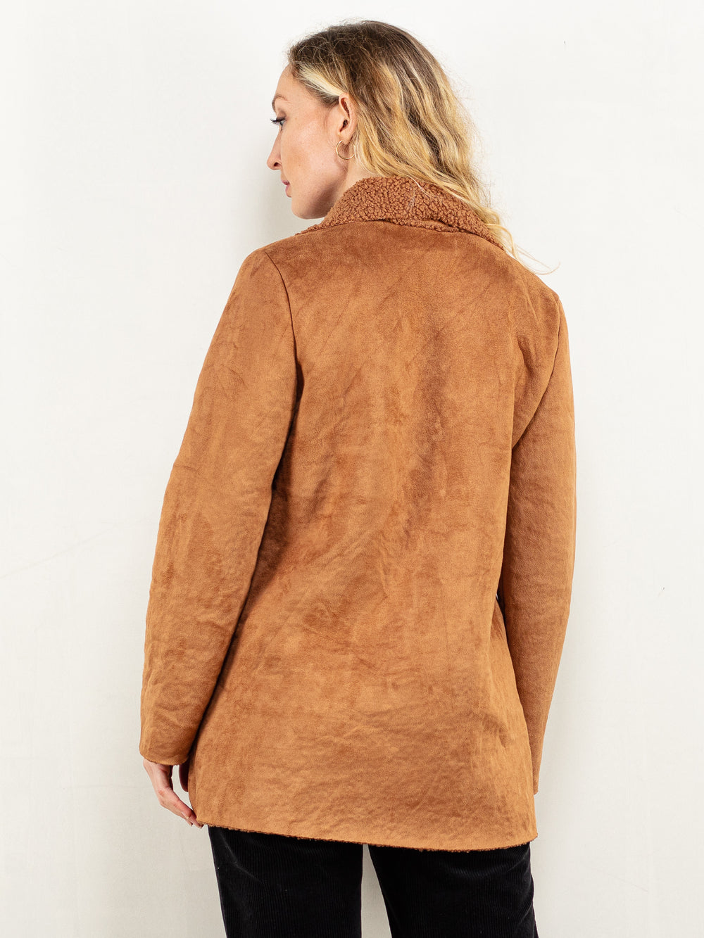 Vintage 00's Women Faux Suede Teddy Jacket in Brown - NorthernGrip