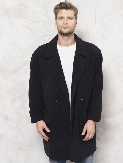 Men Cashmere Coat Vintage 90s Wool Coat Classic Mac Coat Winter Coat Wool Coat Man Clothing Boyfriend Gift size Extra Large XL