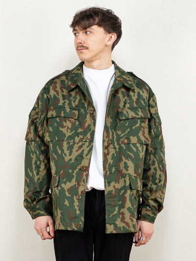 Men Military Jacket 80s vintage combat uniform camouflage tactical gear military surplus army short coat fatigues fallout size large