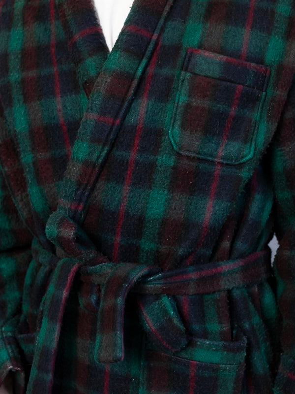 Vintage Smoking Jacket plaid green bath robe cigar 90s loungewear men gift idea hugh hefner style size large l