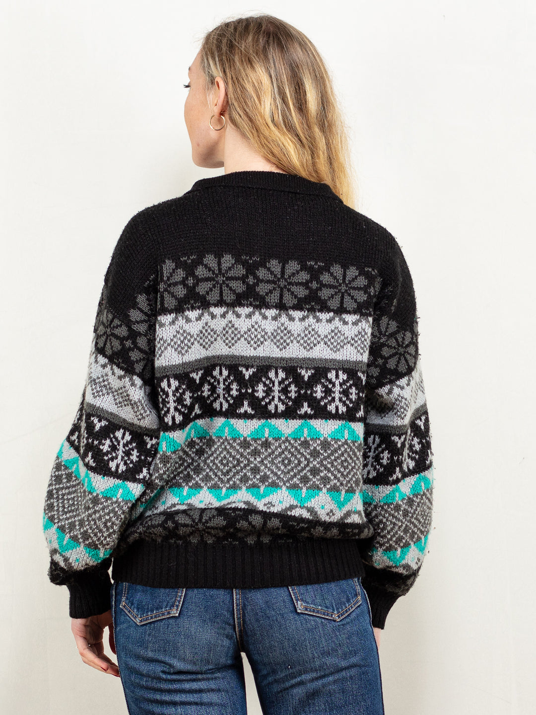 Norwegian Wool Sweater vintage 90's trussardi wool blend pullover ski sweater women jumper apres ski cottagecore sustainable size medium