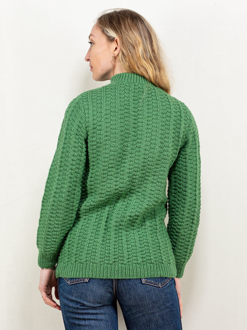 Vintage 90's Women Half Zip Knit Sweater in Green - NorthernGrip