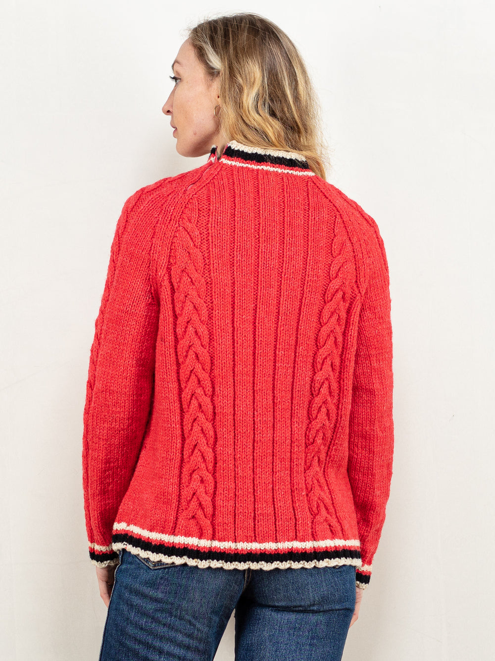 Vintage 90's Wool Hand Knit Sweater in Coral - NorthernGrip
