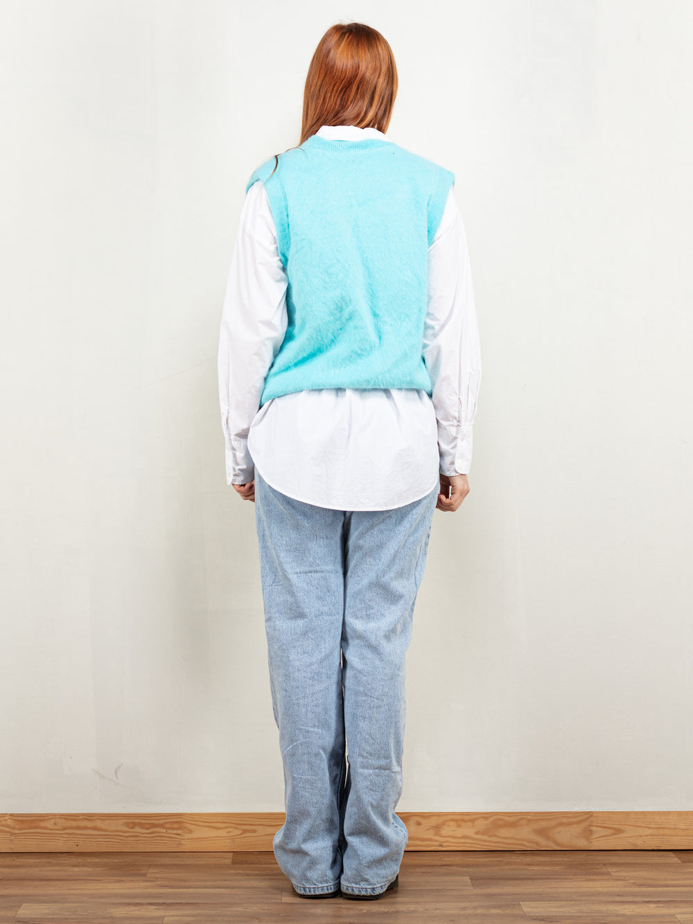 Vintage 90's Women Angora Blend Sweater Vest in Blue - NorthernGrip