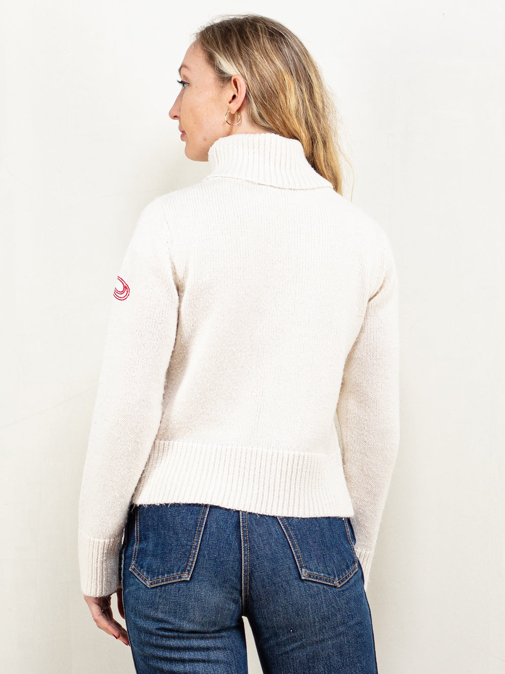 Vintage 90's Women Dickies Turtleneck Sweater in White - NorthernGrip