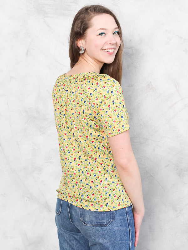 Vintage 80's Floral Women Boho Top - NorthernGrip
