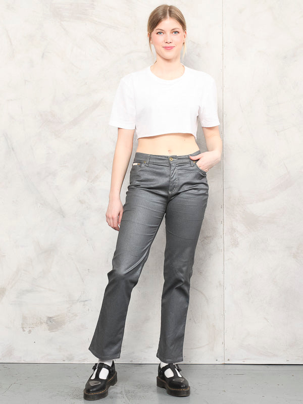 Vintage Women 80's Silver Party Jeans - NorthernGrip
