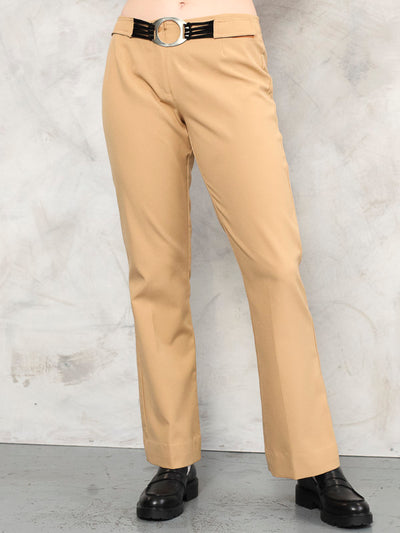 Summer Boho Pants 90s classic mid rise pants evening formal suit trousers spring women vintage clothing mom jeans beige pants size medium