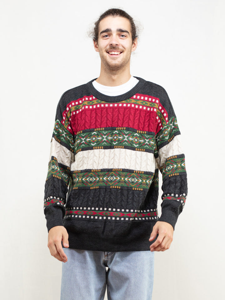 Vintage 90's Bold Patterned Men Sweater