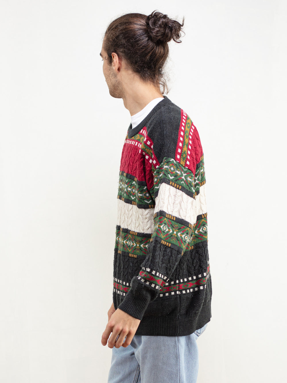 Vintage 90's Bold Patterned Men Sweater - NorthernGrip