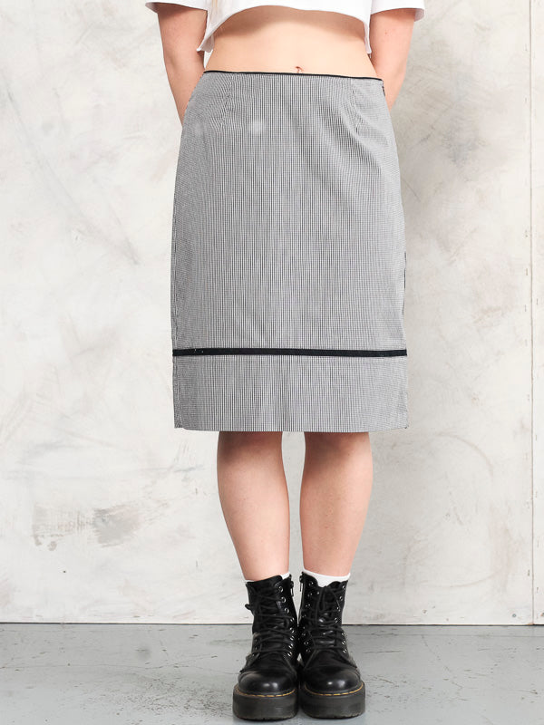 Women Plaid Skirt 90s pencil midi check print skirt formal classic office skirt minimalist evening wear NEXT designer clothing size medium