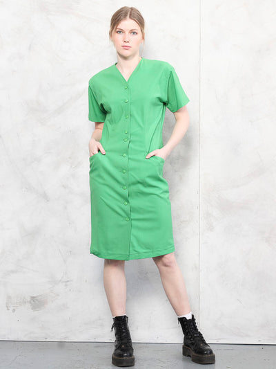 Boho Mod Dress summer prom midi dress wool short sleeve dress green bold wedding dress spring clothing vintage women clothing size small