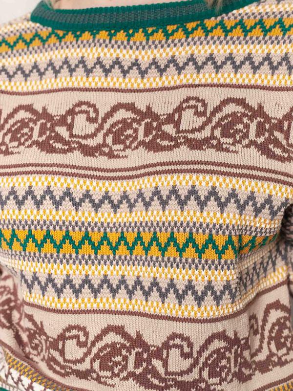  90s Patterned Sweater Vintage Knitted Pullover Women Autumn Boho Sweater Abstract Knit Sweater Cotton Jumper Women Clothing size Small