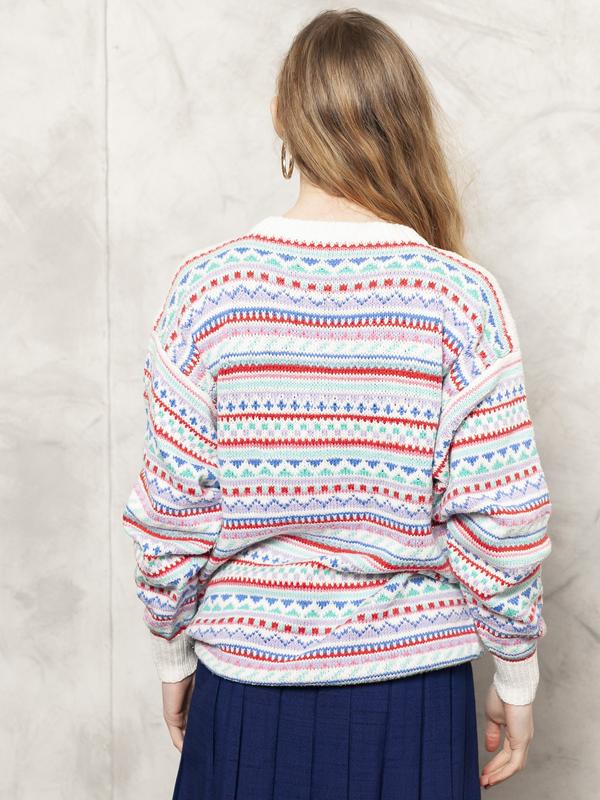 Vintage 90's Patterned Knit Women Sweater - NorthernGrip