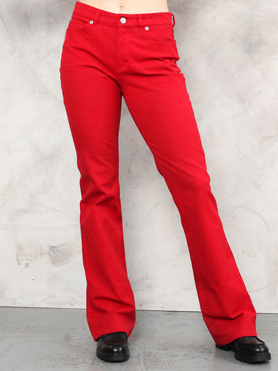 ESCADA Red Pants boho summer trousers mid rise bell bottoms spring clothing straight bold pants mom jeans vintage clothing women size medium