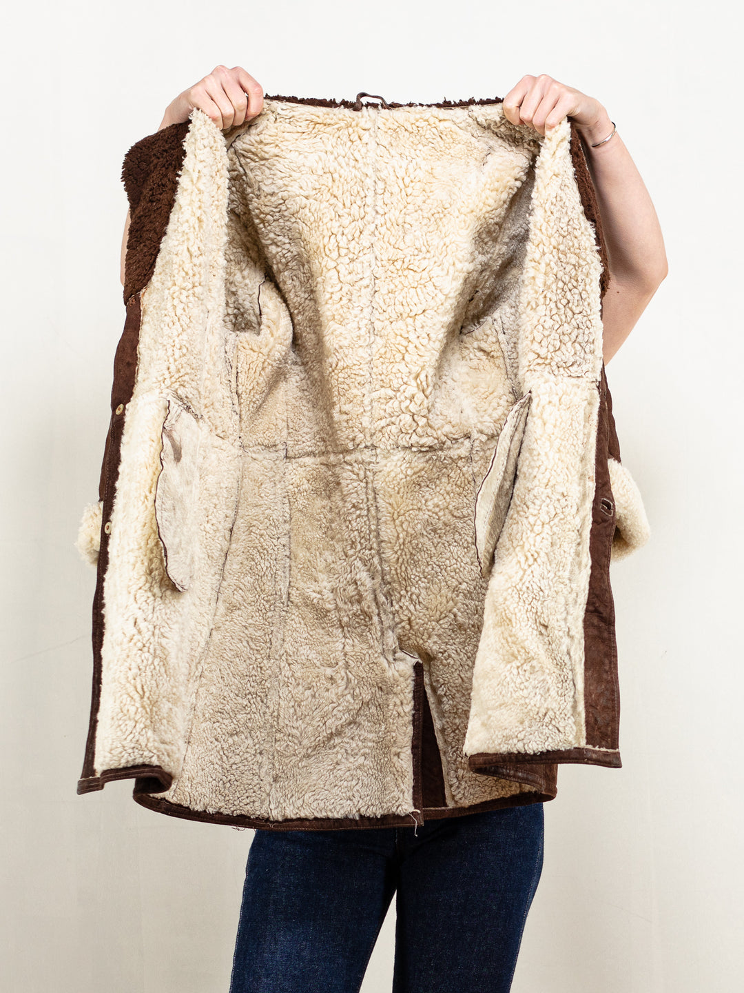 Penny Lane Coat 70's brown women vintage sheepskin coat winter outerwear warm boho bohemian western hippie penny lane jacket size medium