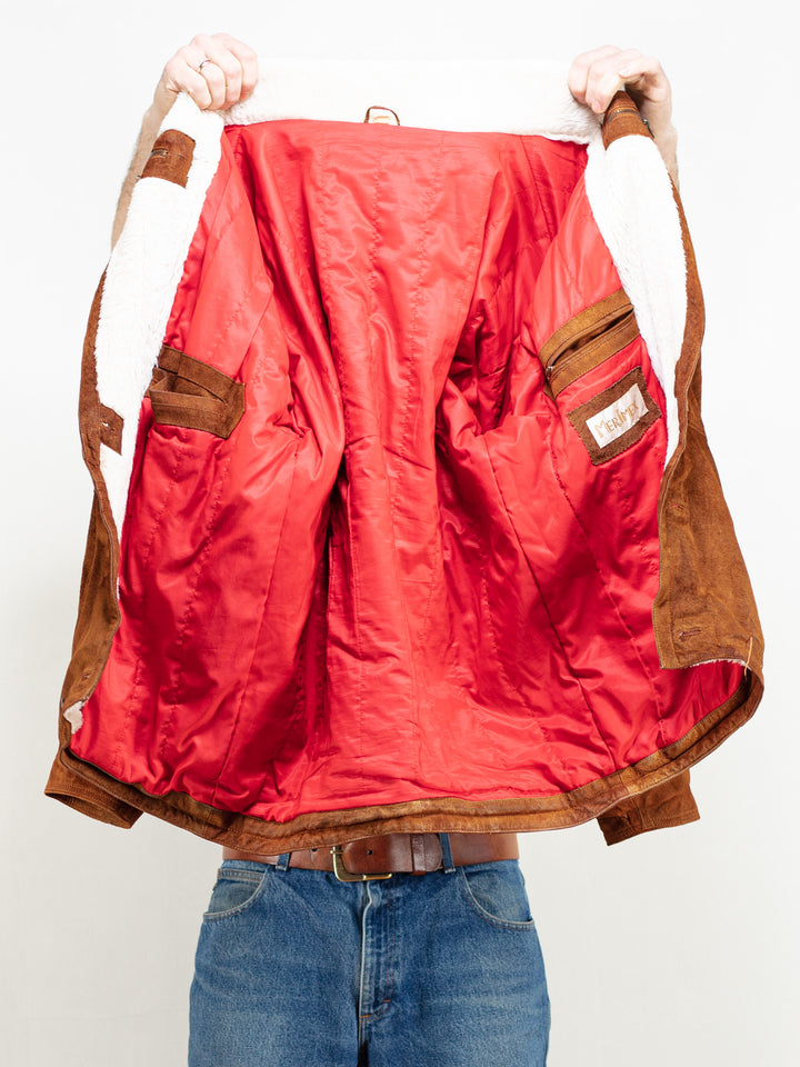 Vintage 80's Men Brown Shearling Jacket