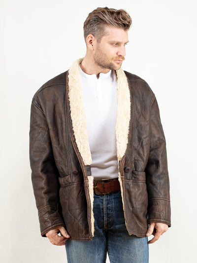 Vintage  Men 80's Men Sheepskin Coat