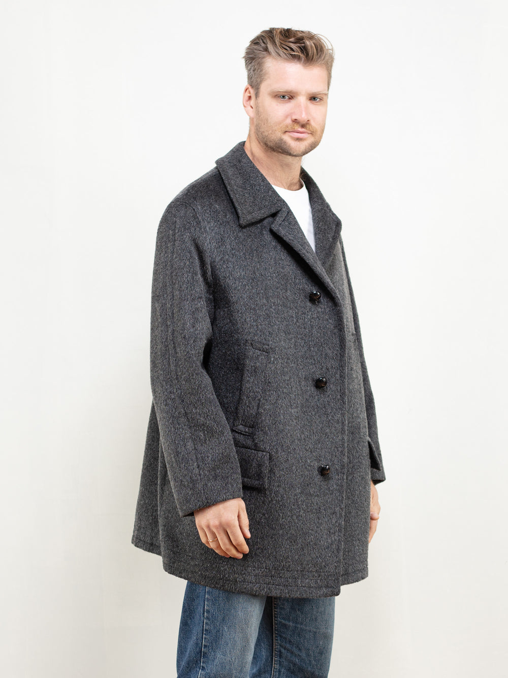 Vintage 90's Men Wool Blend Coat - NorthernGrip