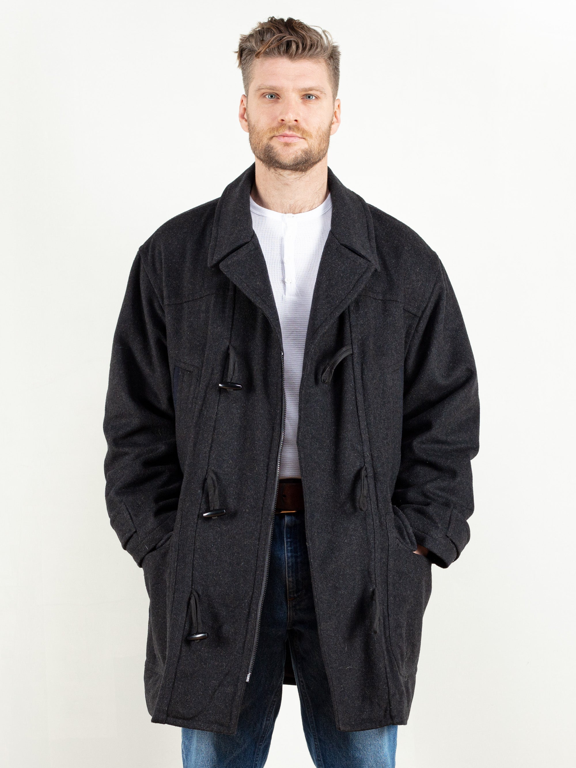 Mens grey parka coats clearance