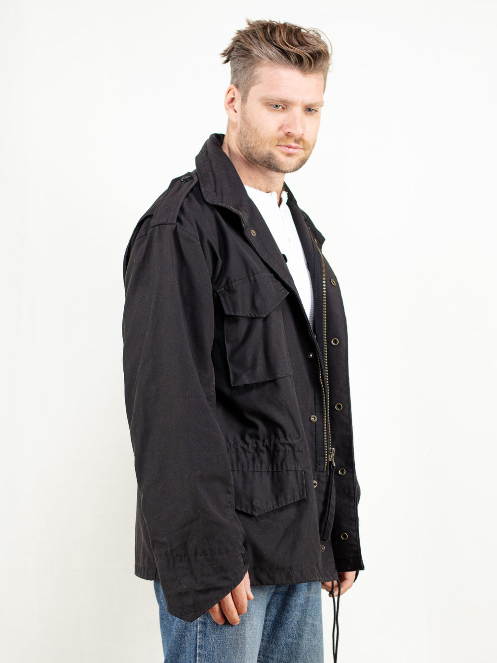 Vintage 90's Men Black Military Parka Jacket - NorthernGrip